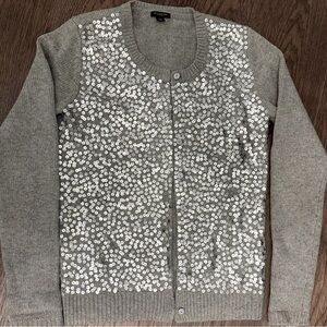 Ann Taylor Gray Sequin Cardigan
